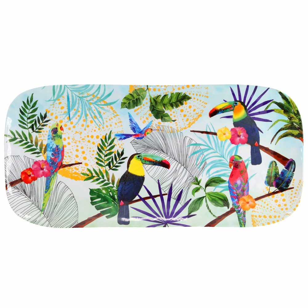 Plat à cake long rectangulaire 37,5 cm - toucans de rio