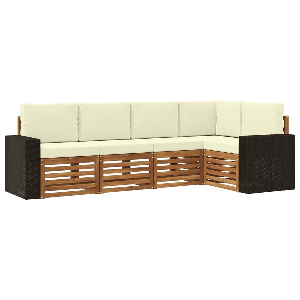 Ensemble de canapés d'extérieur 5 pc naturel et crème polyester