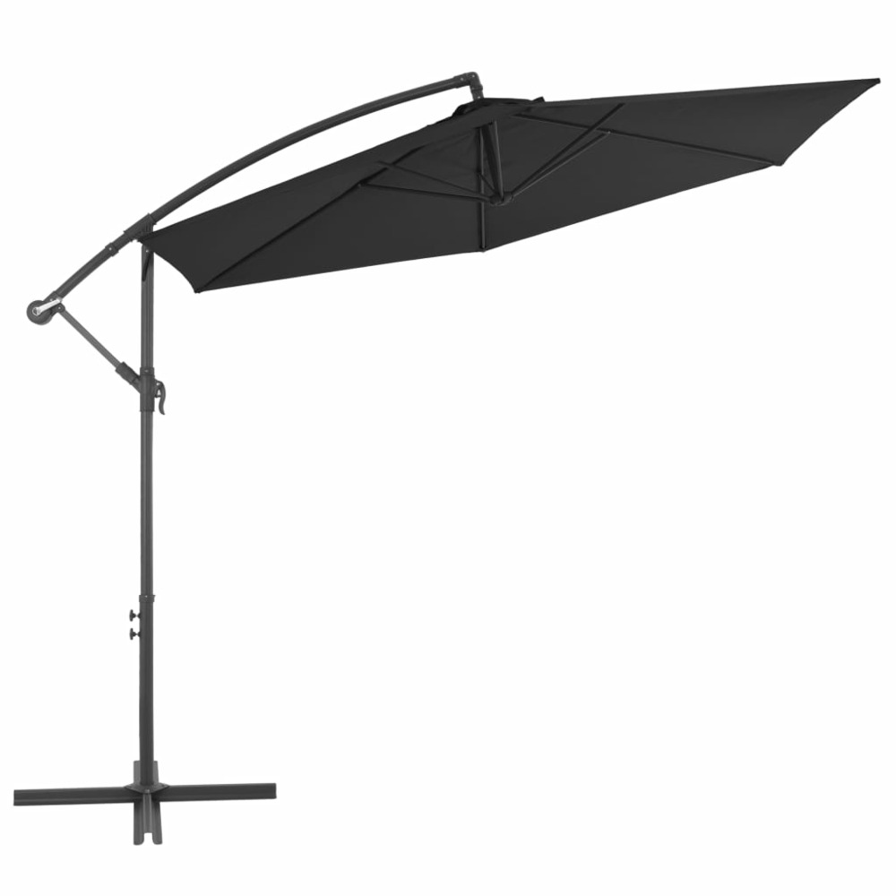 Parasol de jardin en porte-à-faux avec mât en aluminium noir