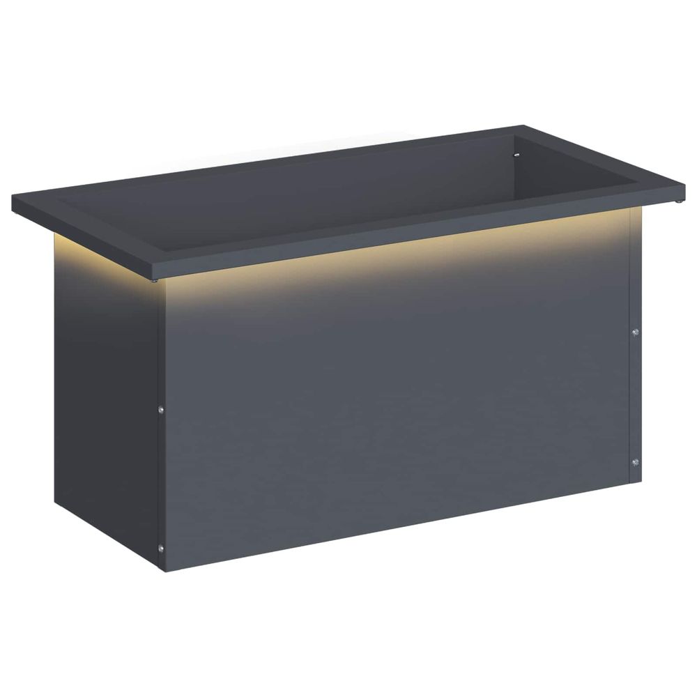 Jardinière d'extérieur de jardin avec led anthracite 30 x 60 x 30 cm acier