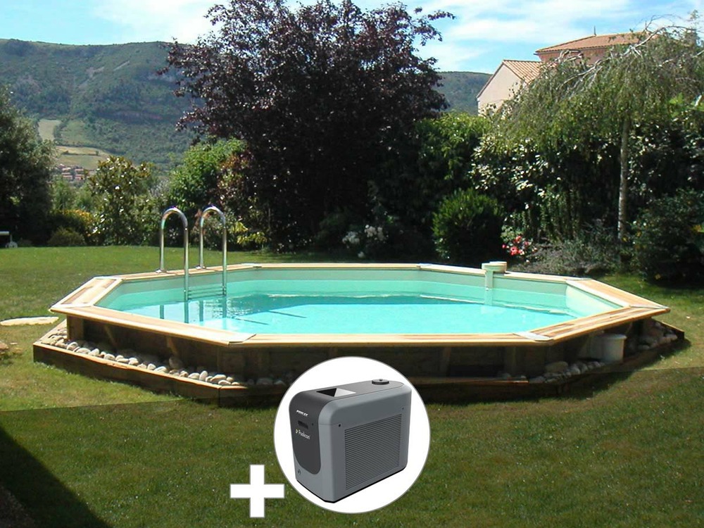Kit piscine bois océa 5,80 x 1,30 m - liner bleu + poolican