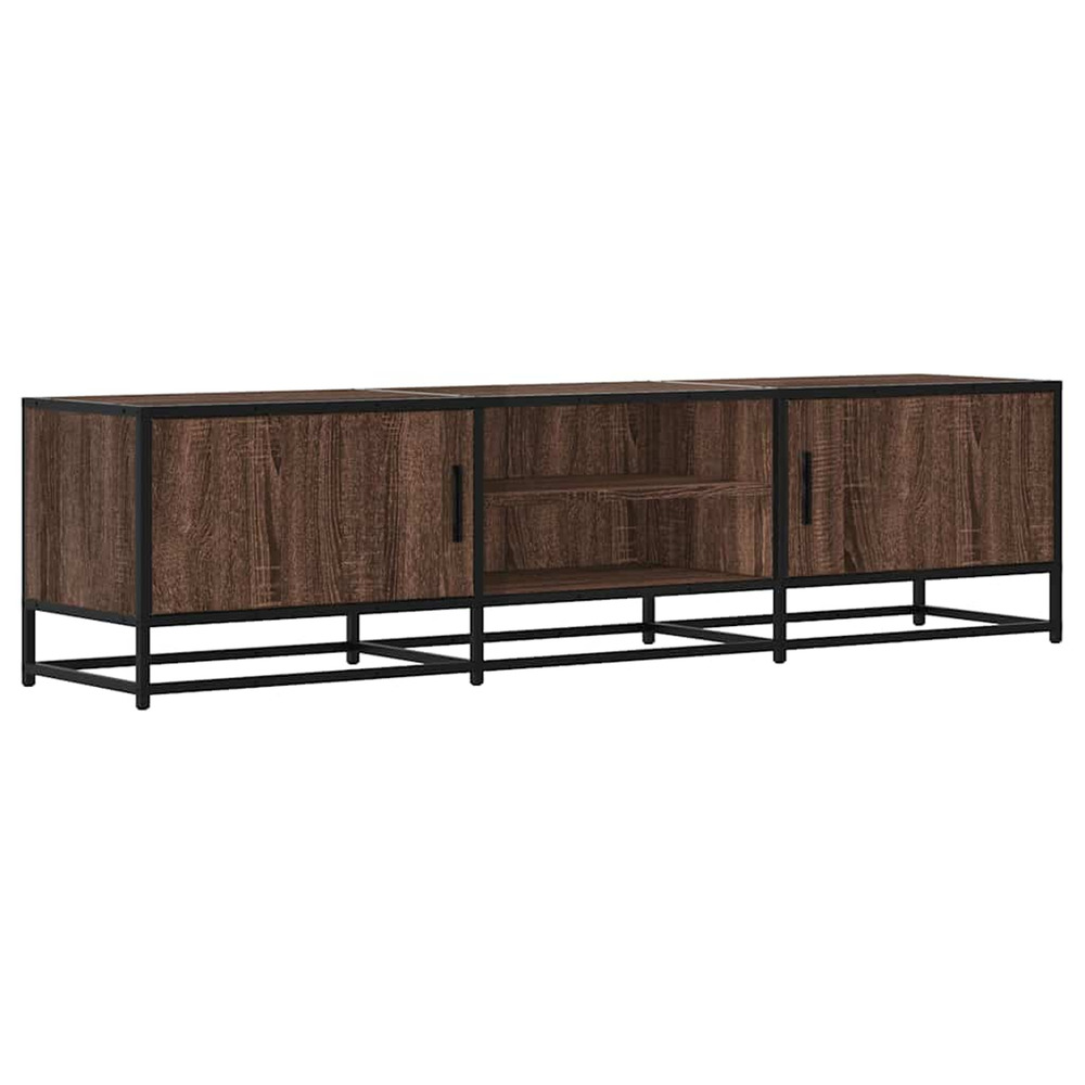 Meuble tv chêne marron 160x35x41 cm bois d'ingénierie et métal