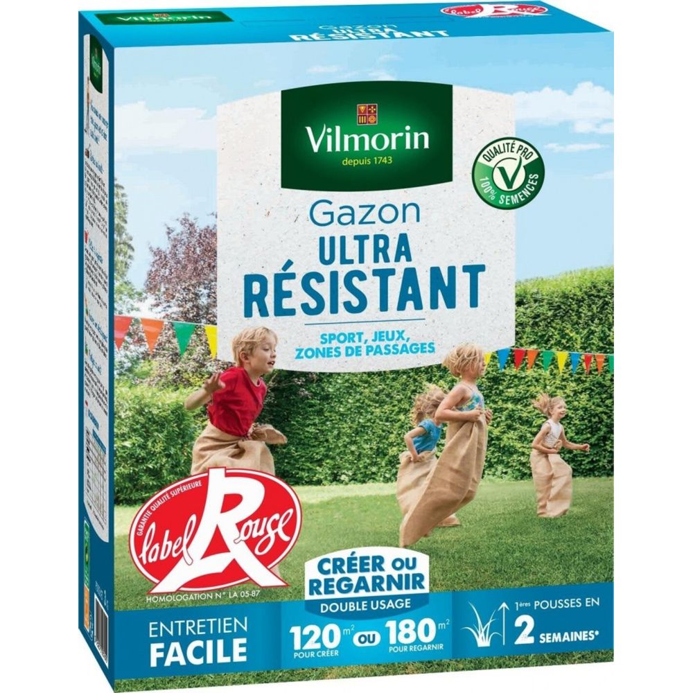Gazon ultra resistant vilmorin, 3 kg, 120 m²