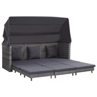 Canapé-lit extensible 3 places avec toit résine tressée gris