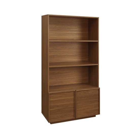 Etagère bibliothèque décor bois 2 portes 5 niveaux - l 80 x p 35 x h 160cm - kuba