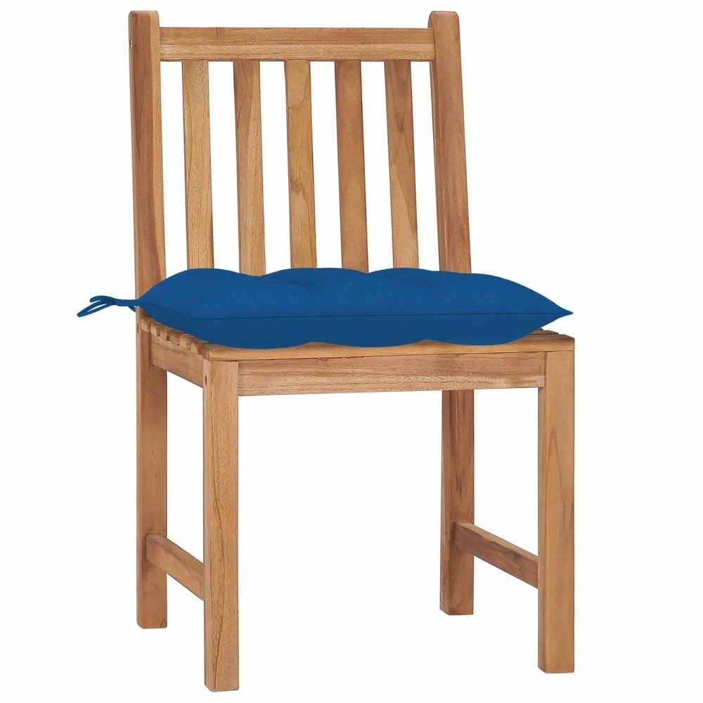 Chaises de jardin lot de 4 avec coussins bois de teck massif