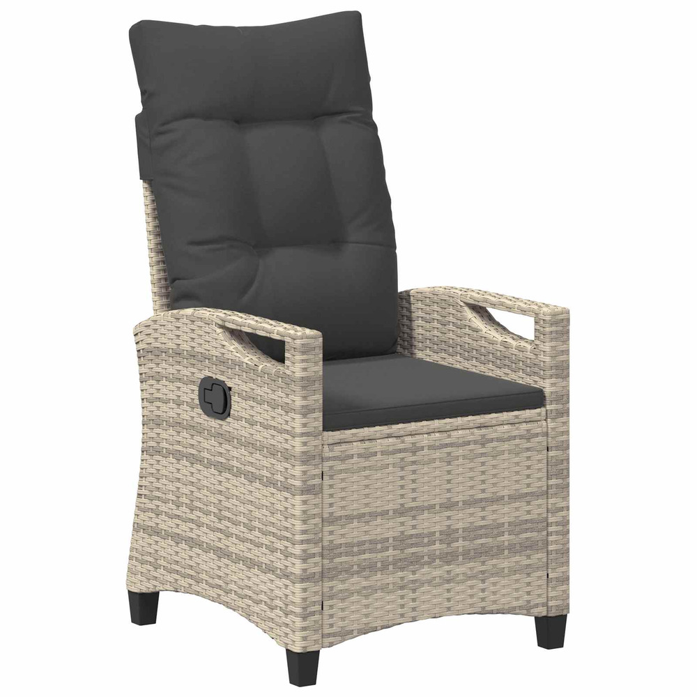 Chaise de jardin inclinable gris clair et gris foncé polyrotin