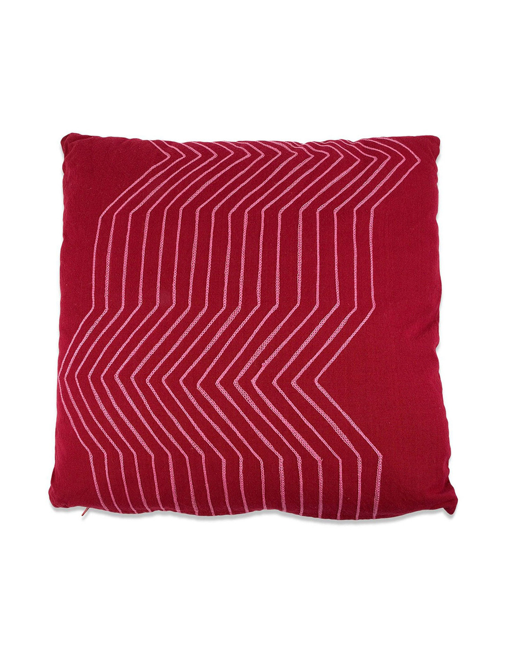Coussin rouge avec des lignes roses 50x12x50cm. Basics