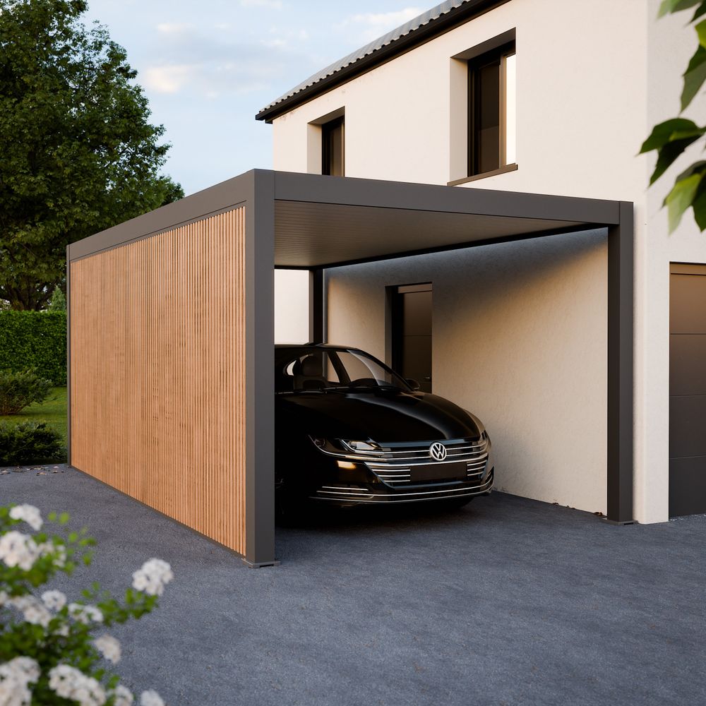 Carport aluminium 330 x 563 cm preston - 20 m2 - hauteur : 255 - 1 voiture - abri voiture autoportant - sans déclaration travaux
