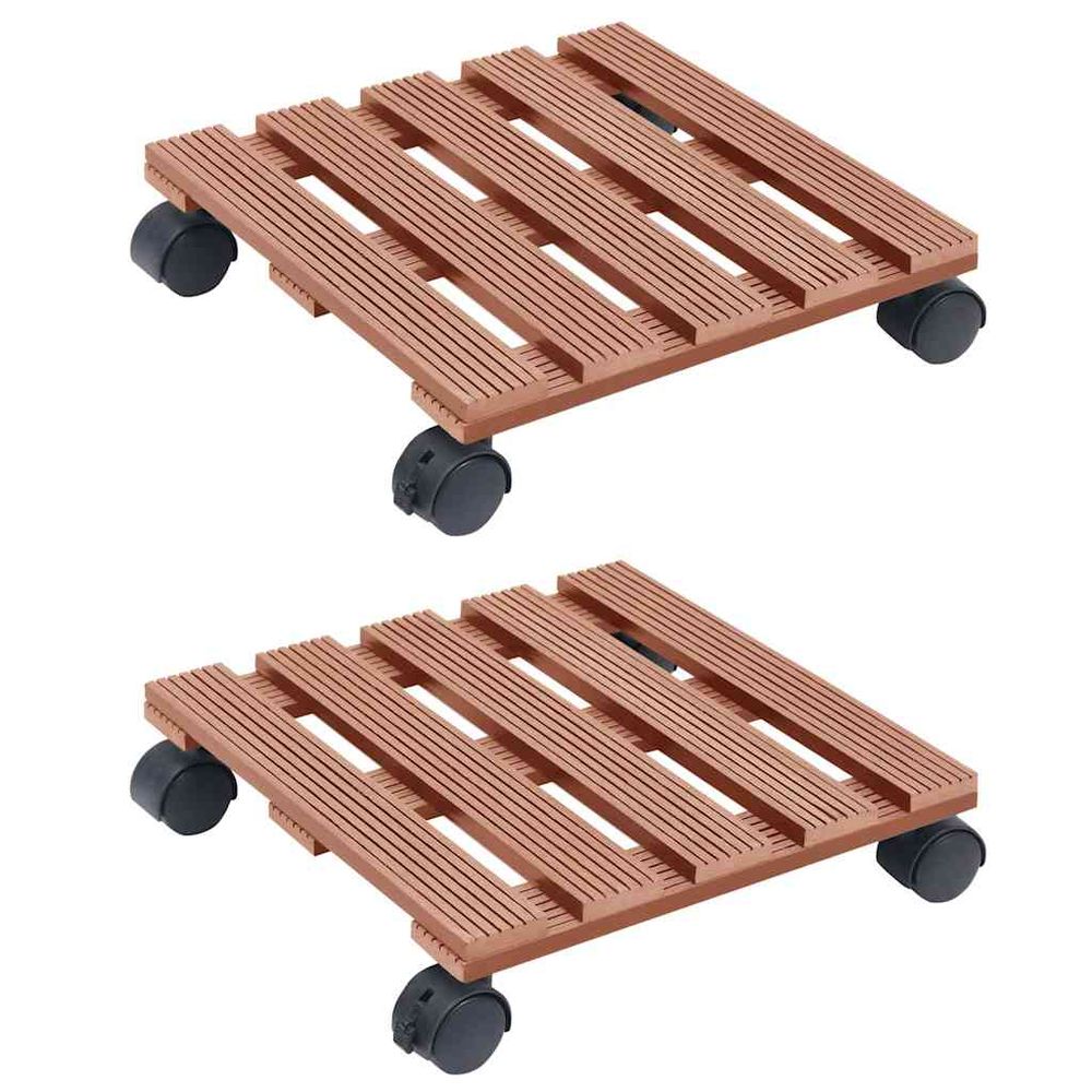 Chariots à plantes 2 pcs marron 30x30x7,5 cm wpc