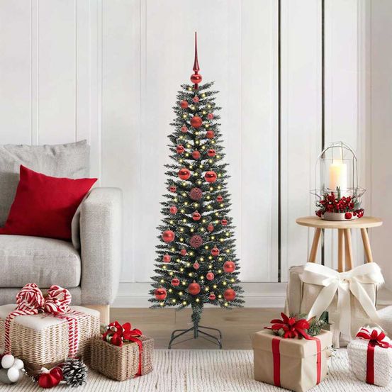 Petit sapin de noël artificiel conique 120cm, lumineux et prêt à poser