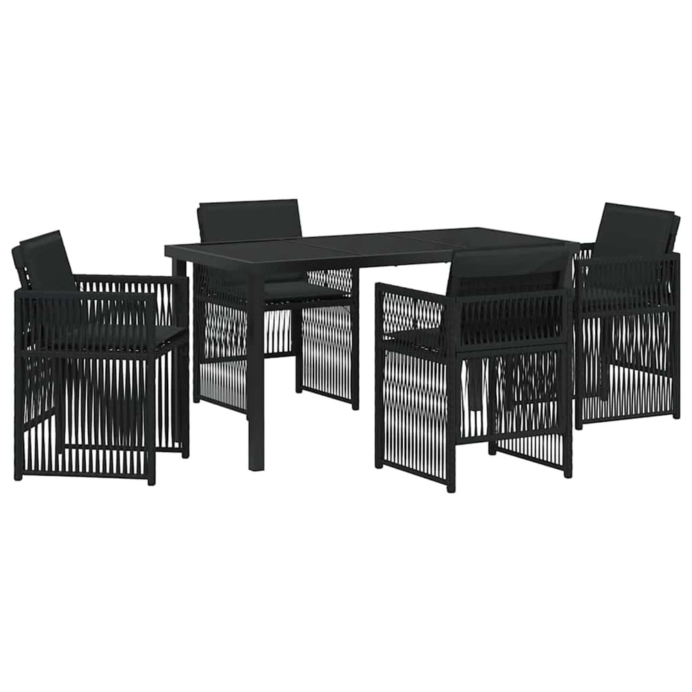 Ensemble de salle à manger pour jardin 5 pcs noir