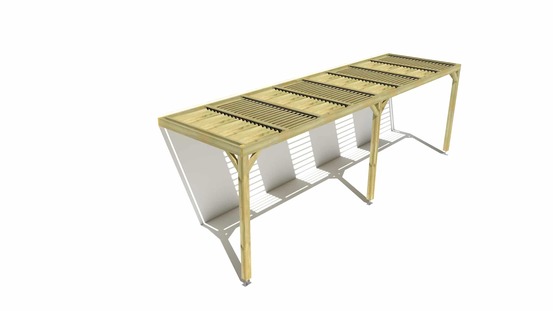 Pergola bois • 8m x 2m • adossée • sens profondeur • lames orientables bioclimatiques incluses • livraison comprise