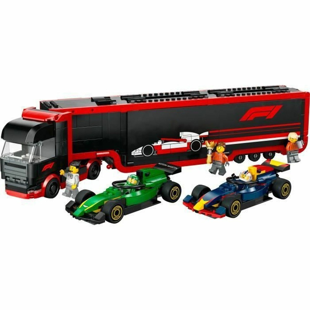Lego city camion de f1 avec voitures de f1 rb20 et amr24