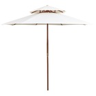 Parasol de terrasse 270 x 270 cm poteau en bois blanc crème