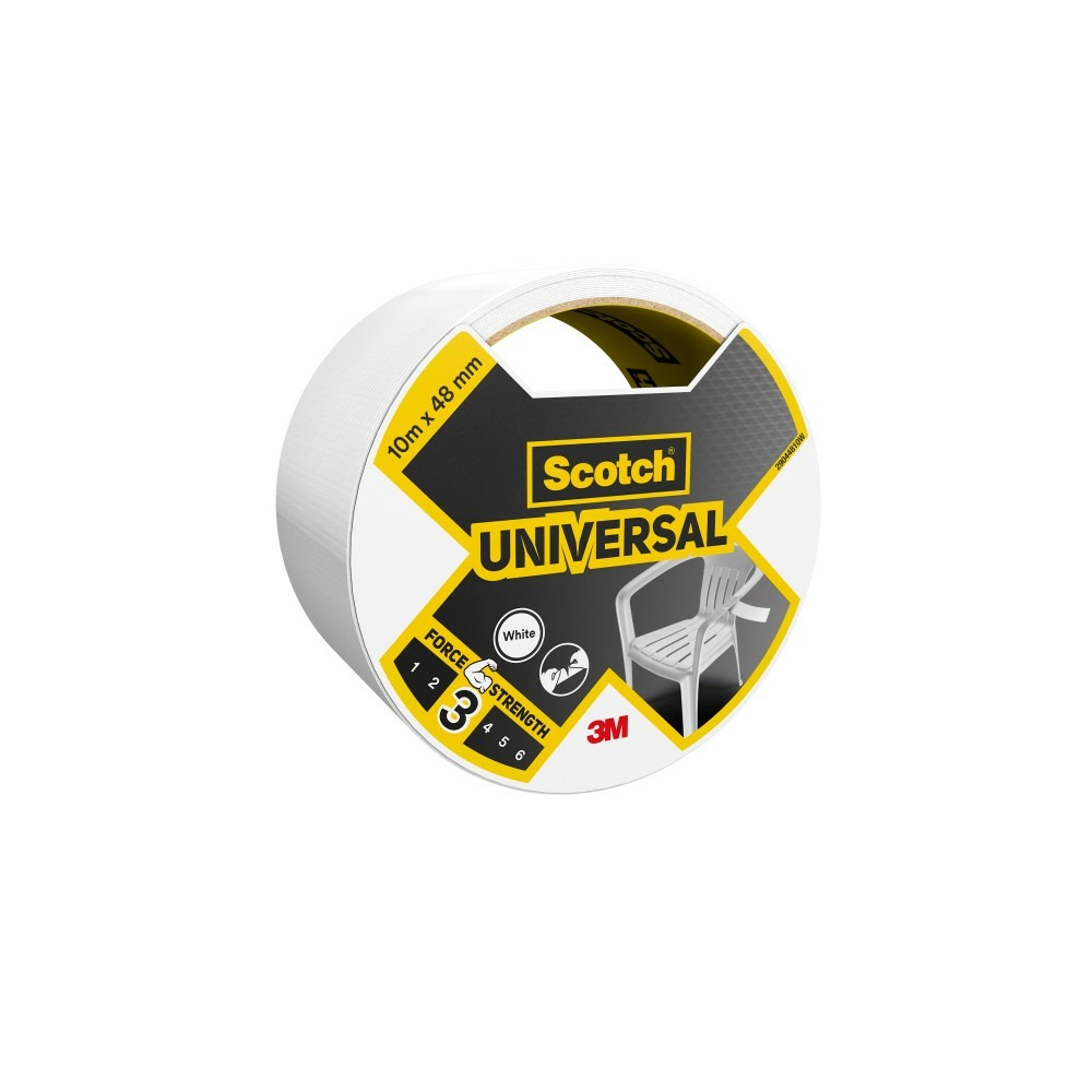 Adhésif de réparation scotch universal, une face l.10 m x l.48 mm blanc