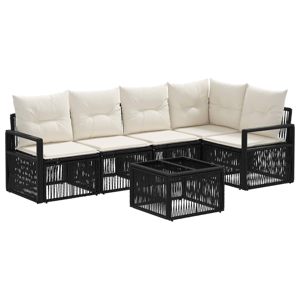 Ensemble de canapé de jardin 6 pc noir polyrotin