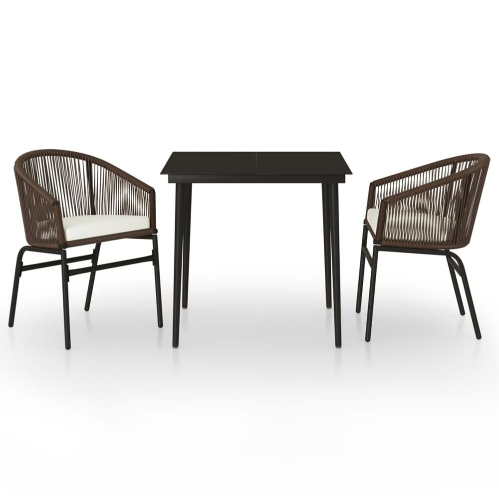 Ensemble à manger de jardin 3 pcs marron