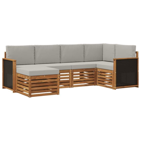 Ensemble de canapés d'extérieur 5 pc naturel et gris clair