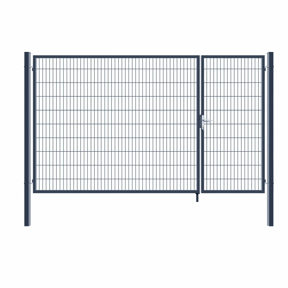 Home deluxe - portail de jardin aditus à double battant - anthracite, 200 x 350 cm - avec poignée, serrure, clés et verrouillage au