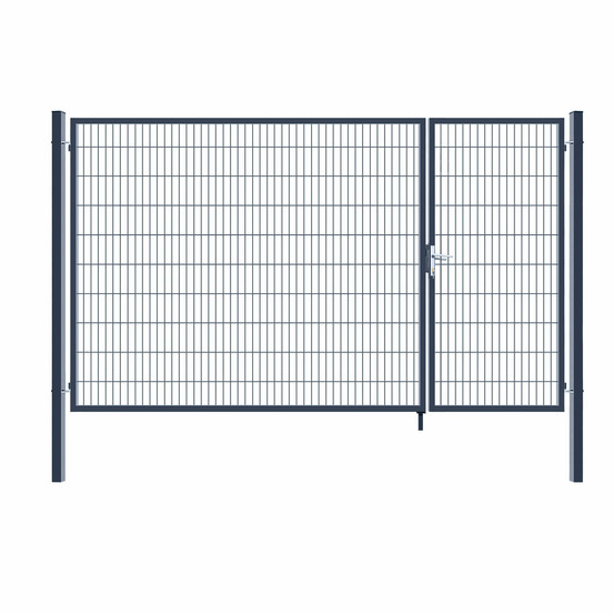 Home deluxe - portail de jardin aditus à double battant - anthracite, 200 x 350 cm - avec poignée, serrure, clés et verrouillage au