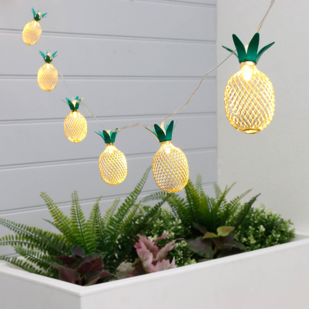 Lanterne ananas led - 10 lumières - énergie solaire