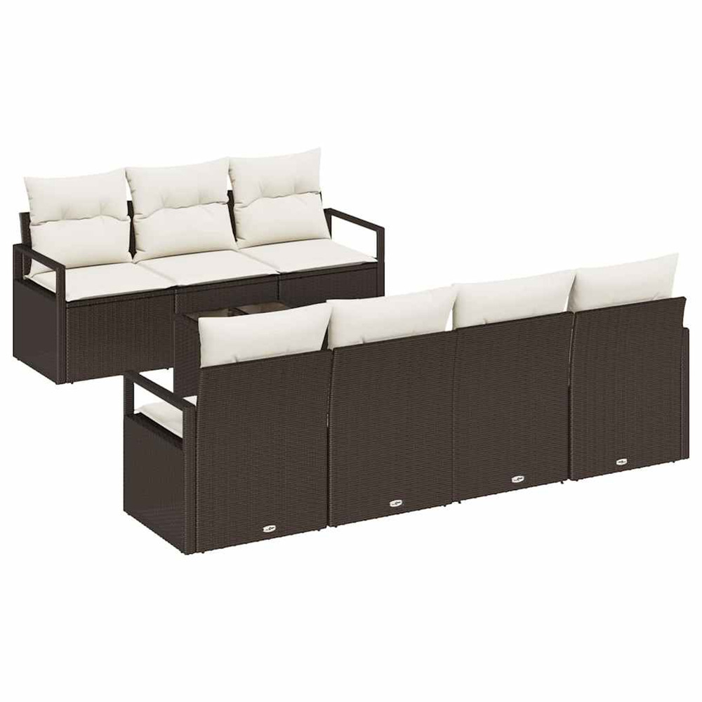 Ensemble de canapé de jardin avec coussin 8 pcs marron et crème