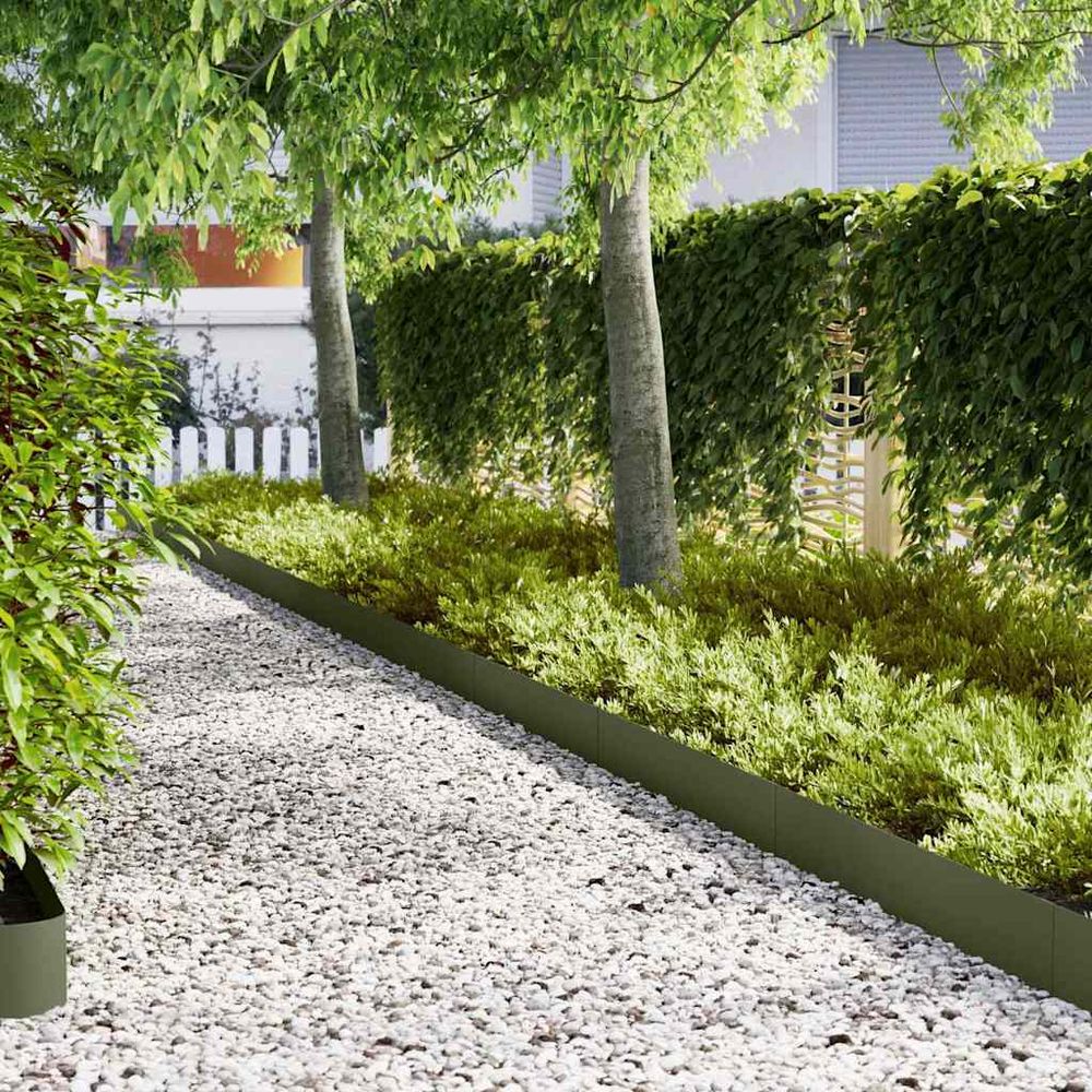 Bordure de pelouse acier jardin intégration paysagère vert olive 100x20cm