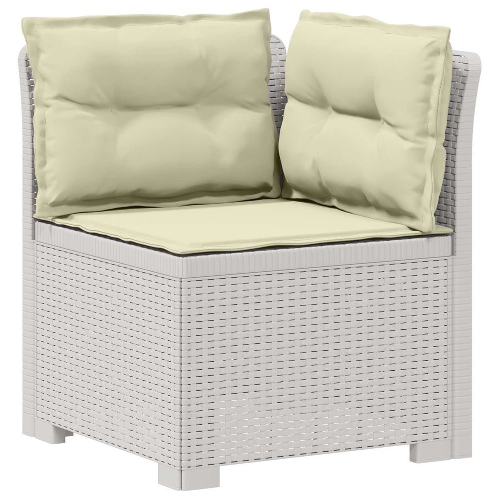 Canapé de jardin 1 place avec coussins look rotin pp blanc
