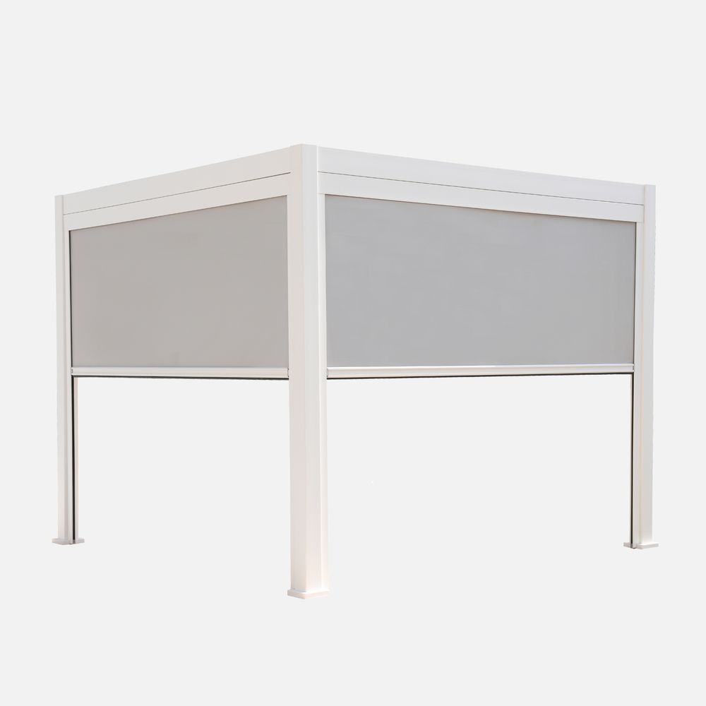 Pergola bioclimatique aluminium 3x3m v2 + 2 stores 3m triomphe