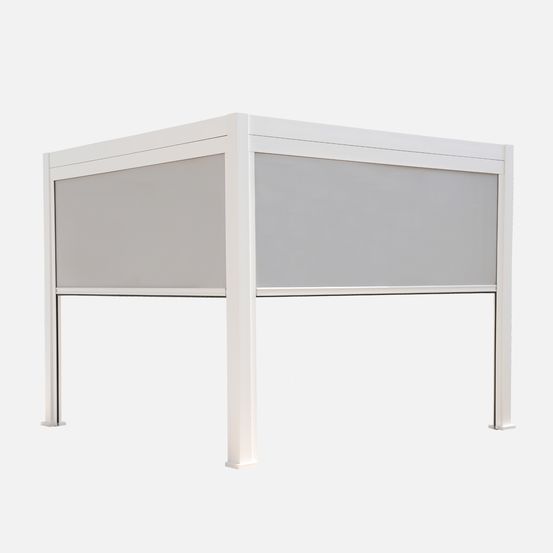 Pergola bioclimatique aluminium 3x3m v2 + 2 stores 3m triomphe