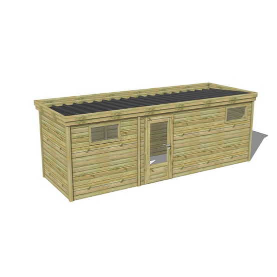 Abri de jardin bois pin traité autoclave 27mm - 6,89x2,14m / 15m2 - bac acier - abri français