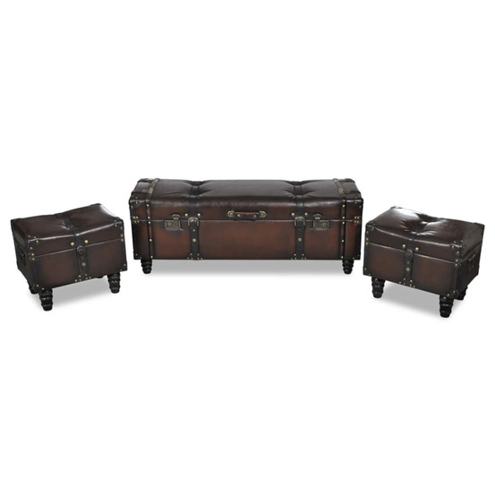 Banc de rangement 3 pcs Marron