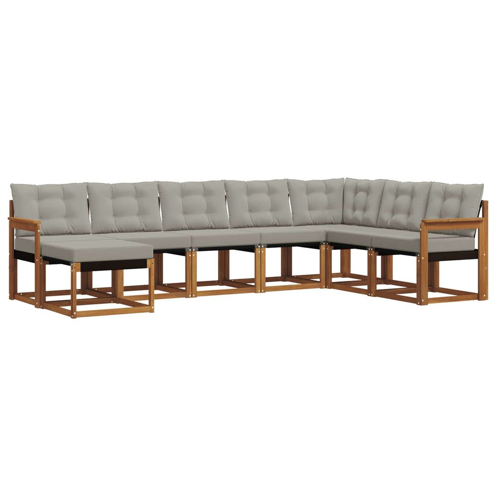 Ensemble de canapés d'extérieur 8 pc gris naturel et clair