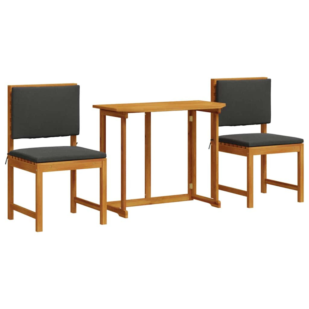 Ensemble bistro de jardin 3 pcs marron bois d'acacia massif