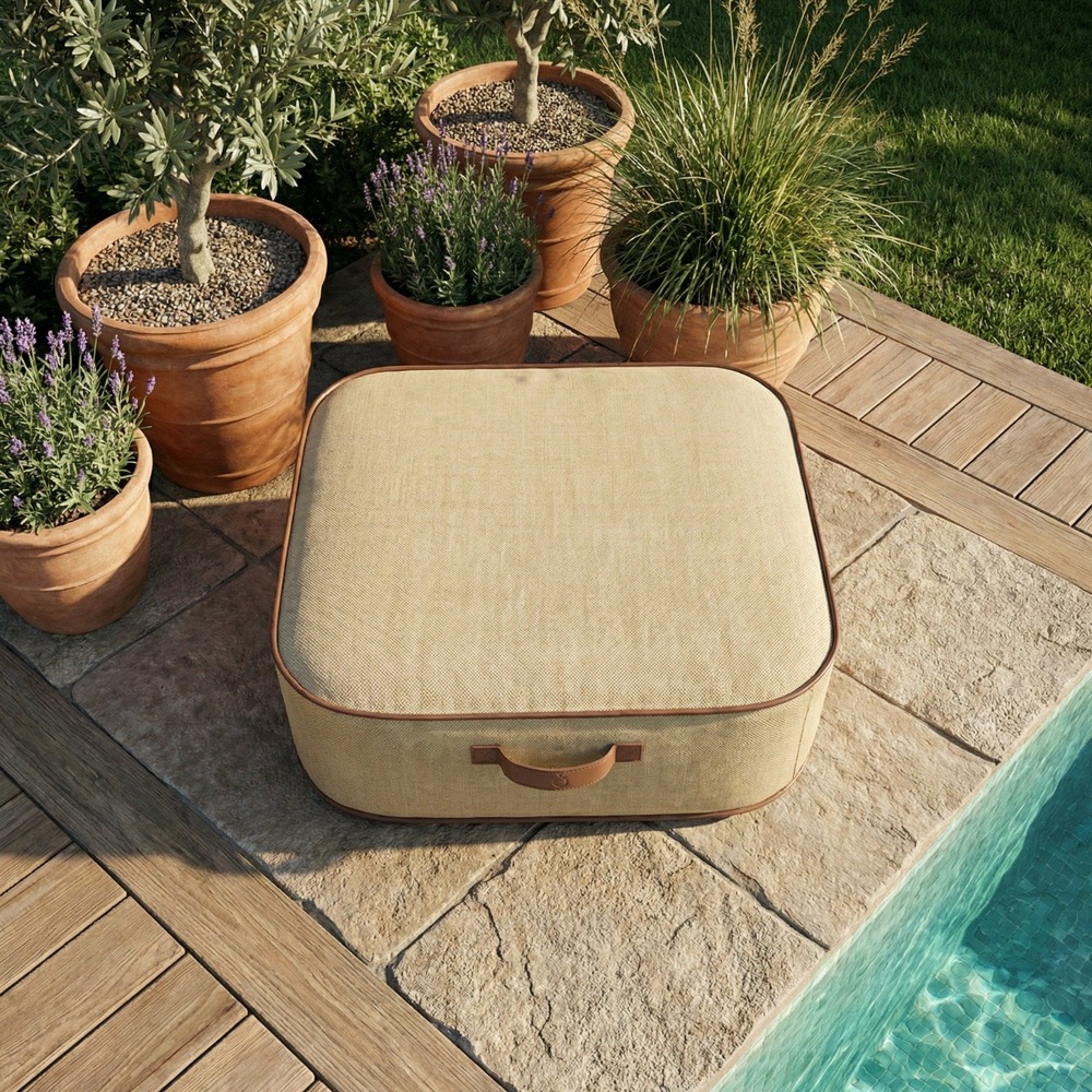 Pouf de jardin gonflable numa collection boho - couleur toile de jute