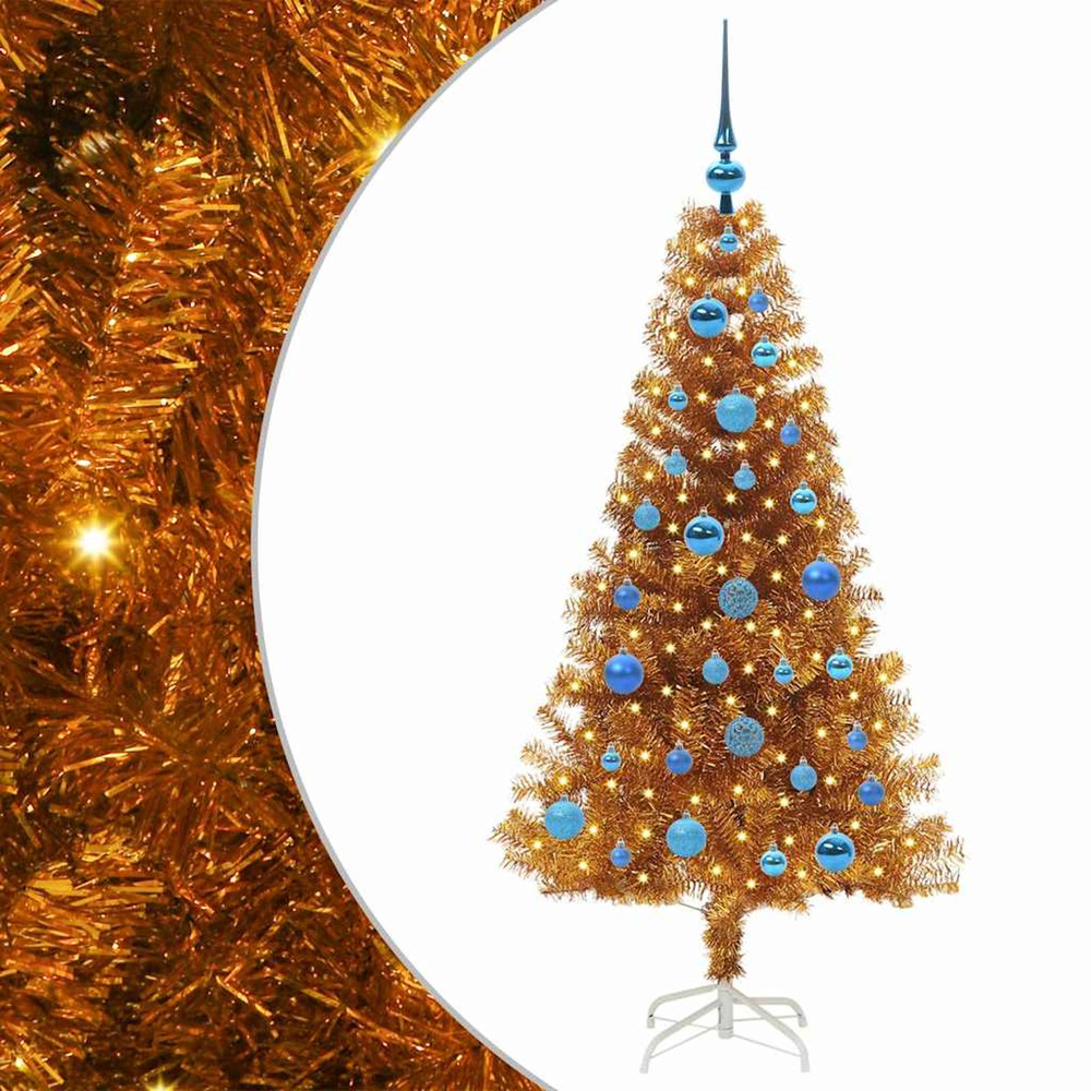 Sapin de noël avec 150 led avec support doré 150 cm pet
