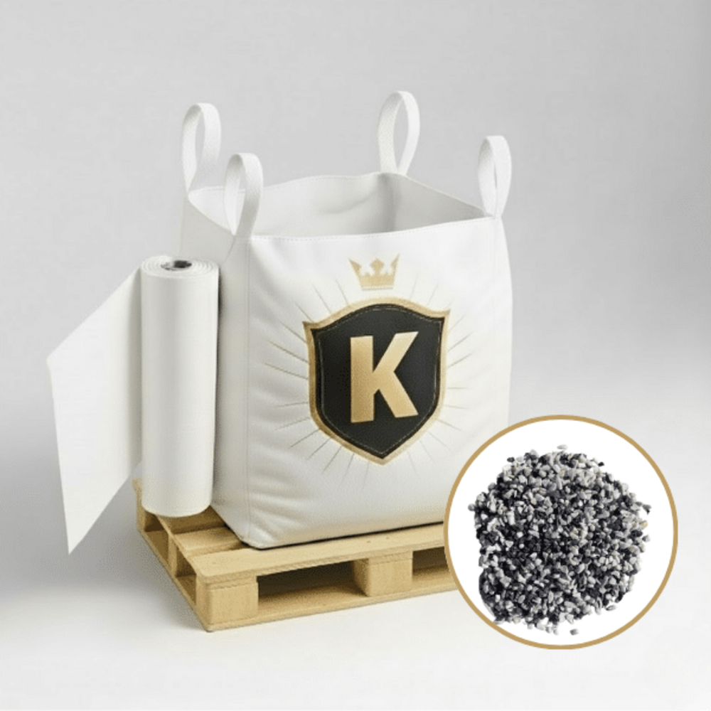 Kit graviers blanc et noir + géotextile = 1 big bag gravier blanc et noir 8/12 1.5t + 1 géotextile 25m2