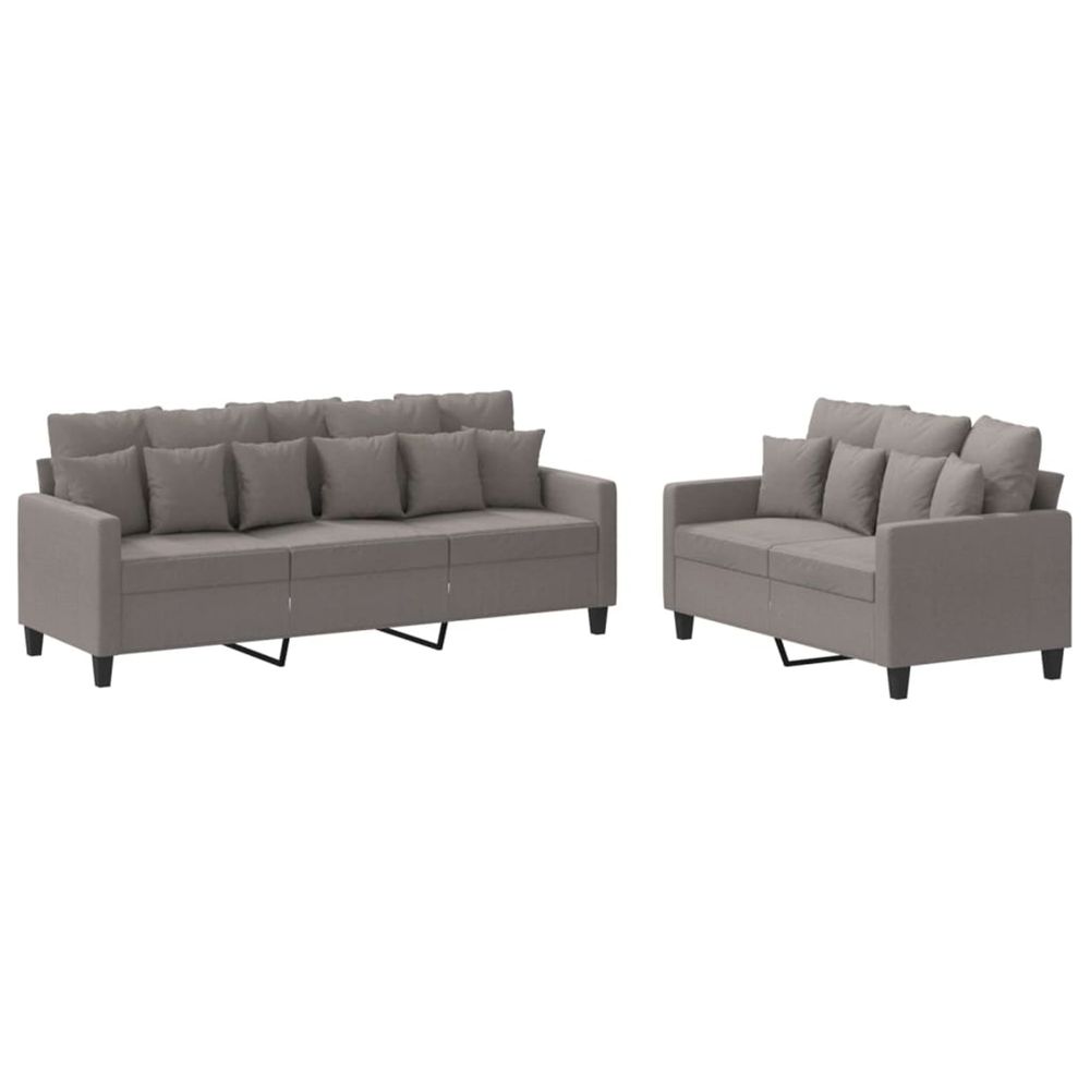 Ensemble de canapés 2 pcs avec coussins taupe tissu