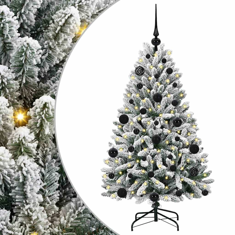 Sapin de noël artificiel vert et blanc 120 cm pvc et métal