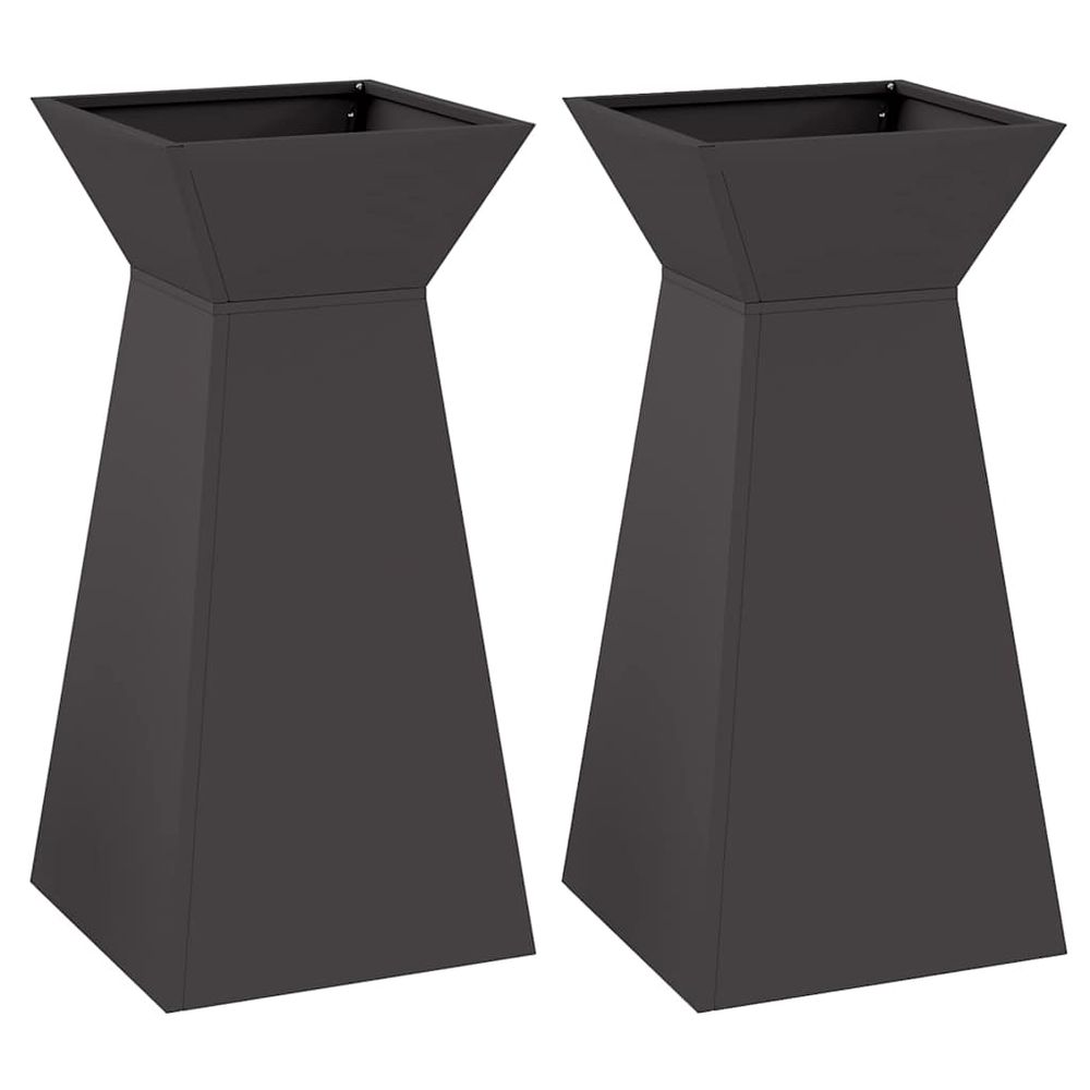 Jardinière à pilier 2 pc noir 35 x 35 x 73 cm