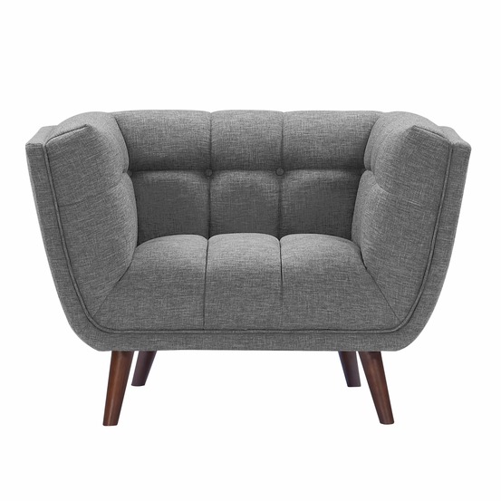 Carmen-fauteuil capitonné en tissu gris