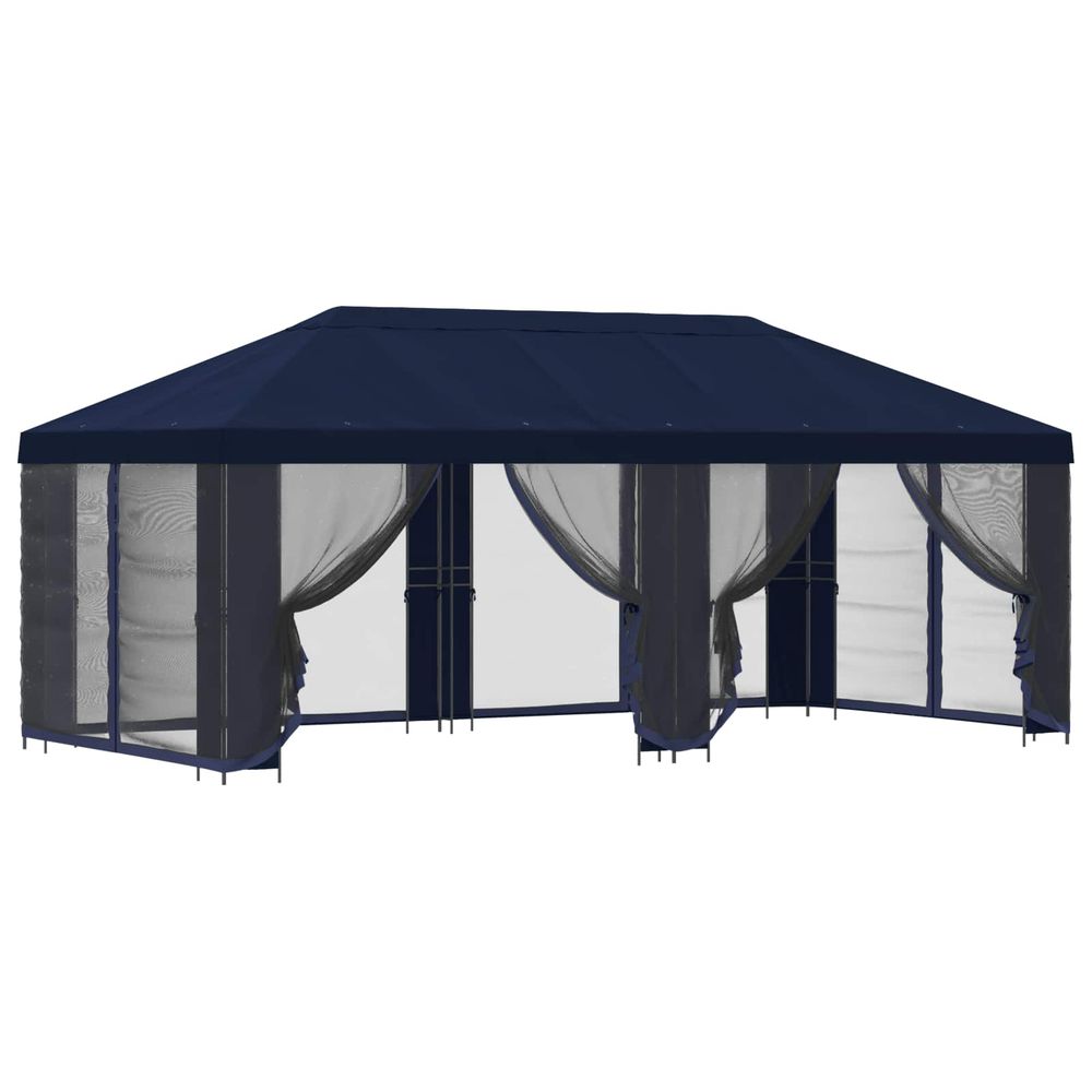 Abri de jardin avec parois 6 x 3 m bleu polyester et acier