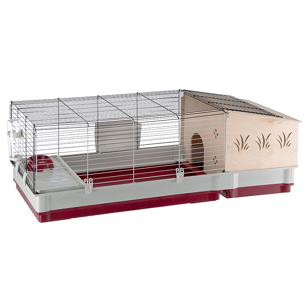 Ferplast cage pour lapins et cochons d'inde krolik 140 plus, maisonnette pour petits animaux, clapier, maisonnette en bois