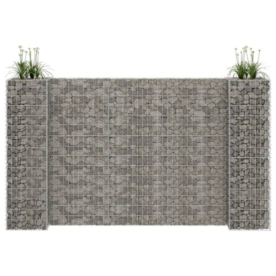 Jardinière à gabion en h fil d'acier 260x40x150 cm