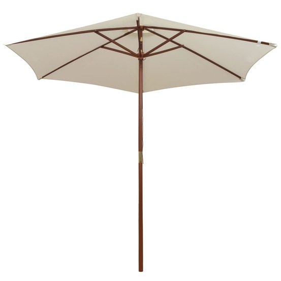 Parasol avec poteau en bois 270 x 270 cm blanc crème