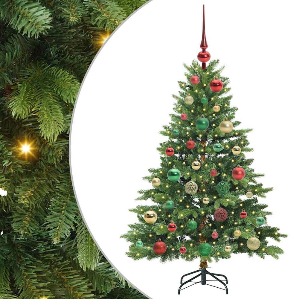 Sapin de noël artificiel avec 150 led vert 120 cm pe et pvc