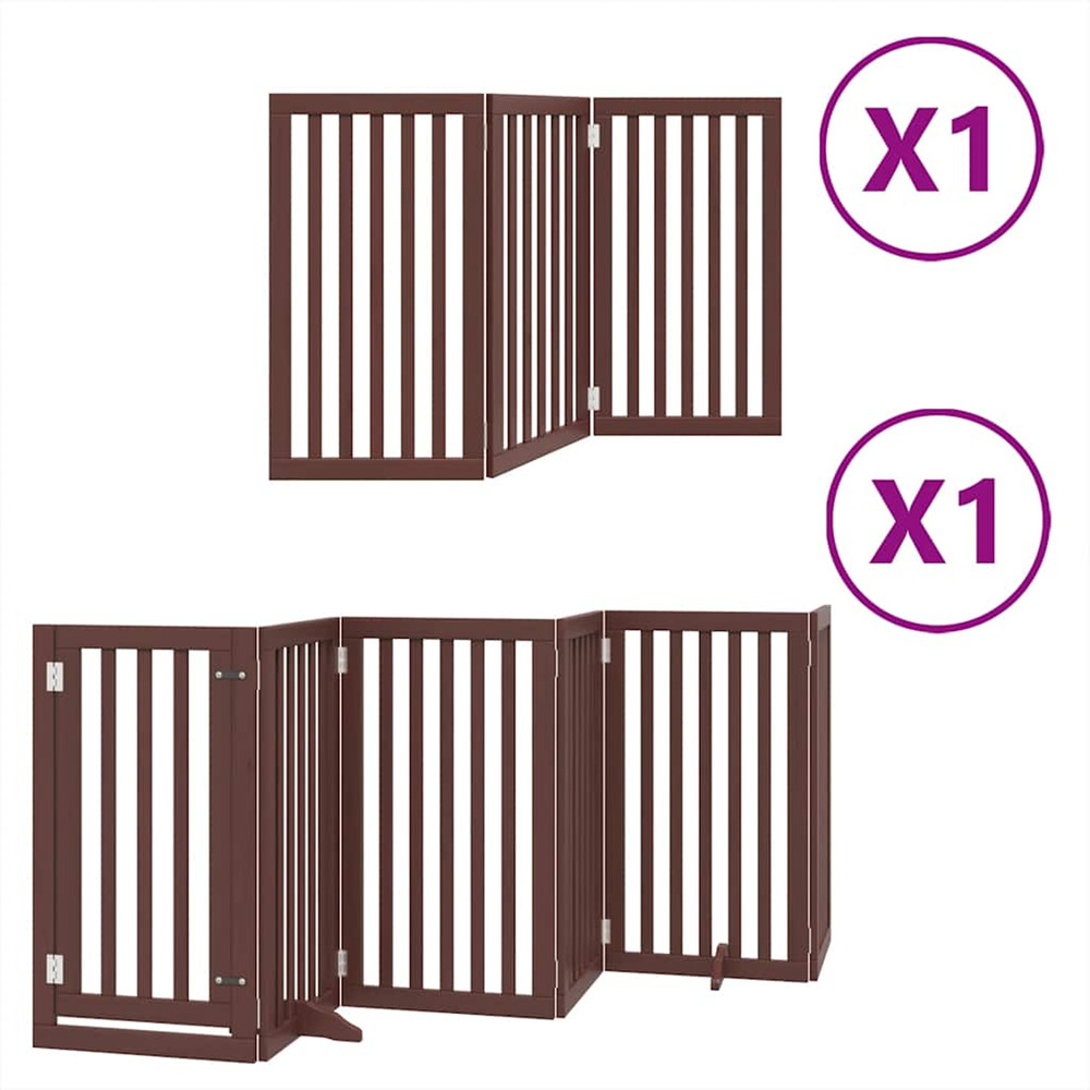 Barrière pour chien porte pliable 9 panneaux bois de peuplier