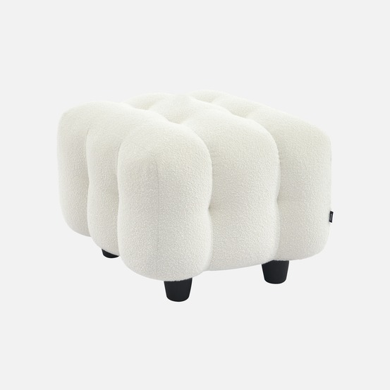 Pouf, module pour canapé, repose-pieds pour canapé 2 places en bouclette texturée l 69 x p 59 x h 48cm - leon