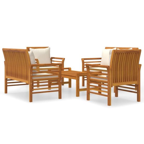 Salon de jardin avec coussins 5 pcs bois d'acacia solide